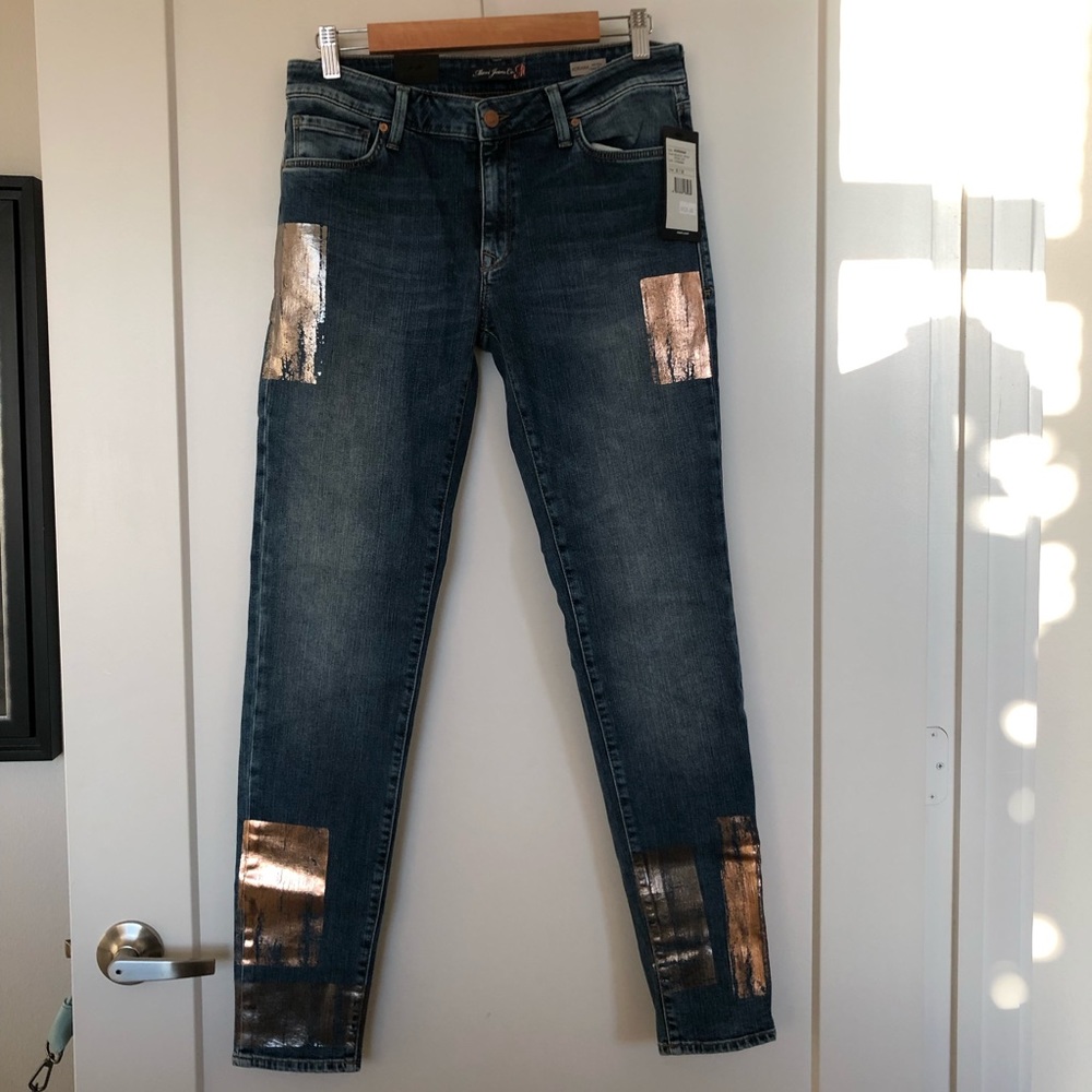Metallic Mid rise super skinny jeans